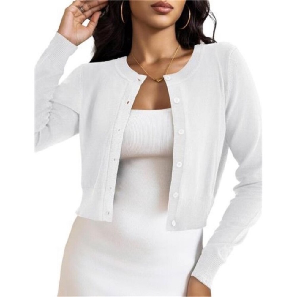 Cropped Cardigan white new